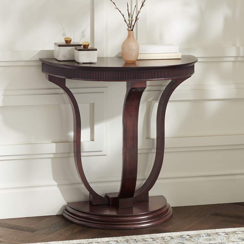 Image 1 Bentley 31 inch Wide Oak Wood Half-Round Console Table