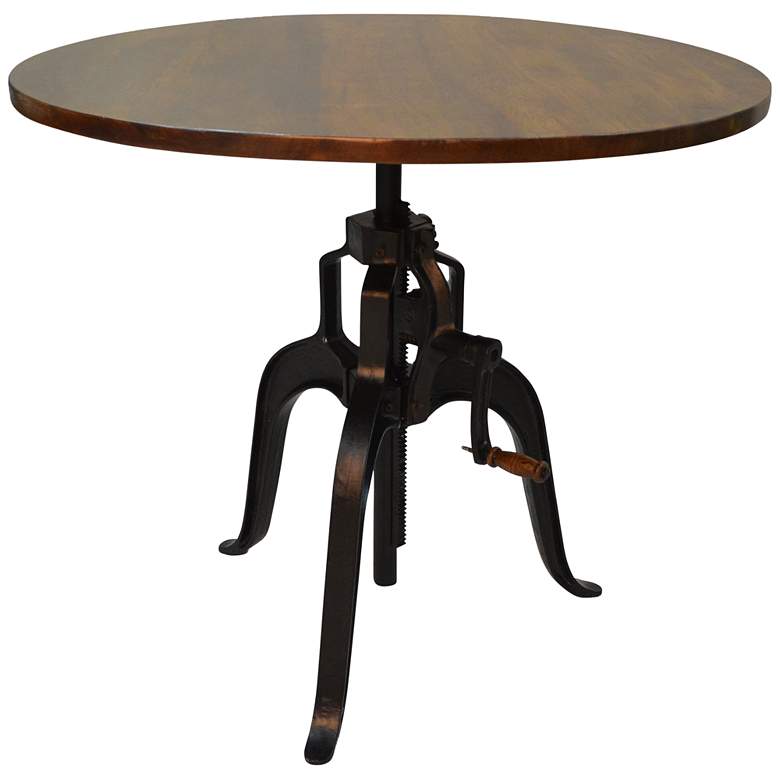 Image 2 Bentley 36" Wide Chestnut Black Adjustable Crank Dining Table