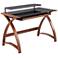 Bentley 43" Wide Black Glass and Walnut Wood Office Desk