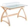 Bentley 43" Wide White Glass and Natural Wood Office Desk in scene