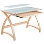 Bentley 43" Wide White Glass and Natural Wood Office Desk in scene