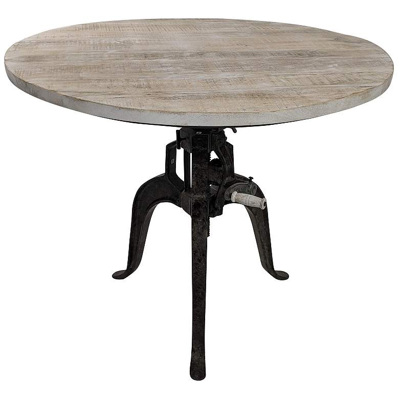 Image 1 Bentley Aged Iron Base Natural Driftwood Top Adjustable Crank Table