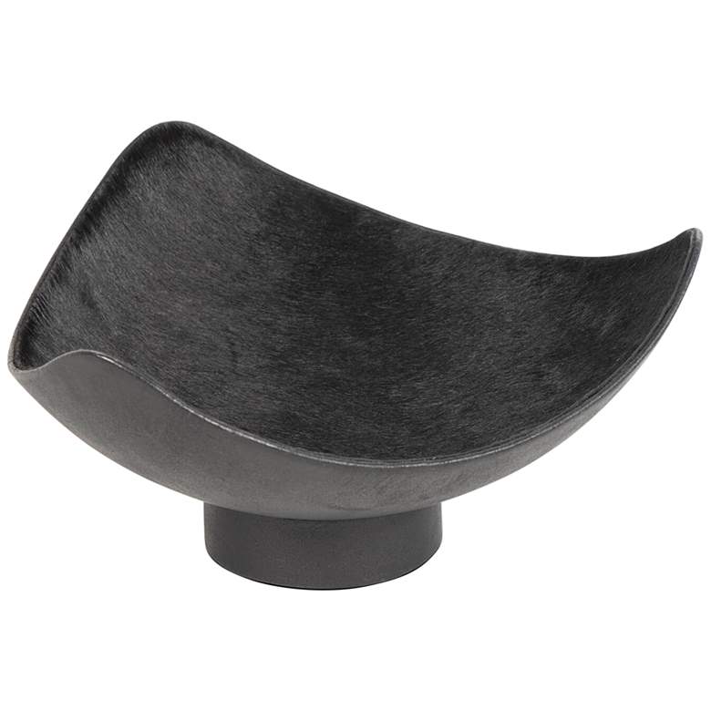 Image 1 Bentley Black Hair on Hide Leather 10 inch Wide Decorative Bowl