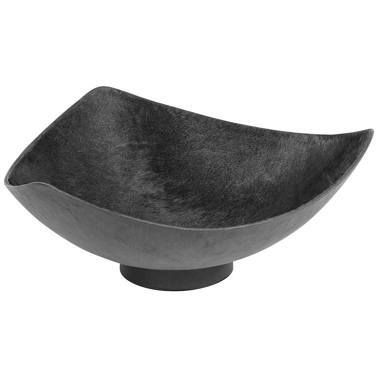 Image 1 Bentley Black Hair on Hide Leather 17 1/2"W Decorative Bowl