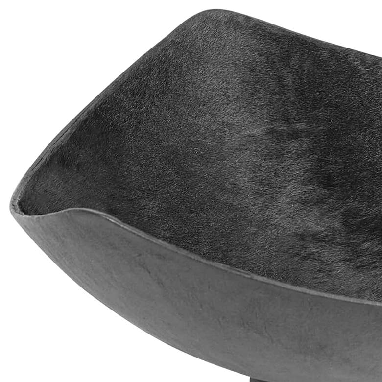 Image 2 Bentley Black Hair on Hide Leather 17 1/2 inchW Decorative Bowl more views