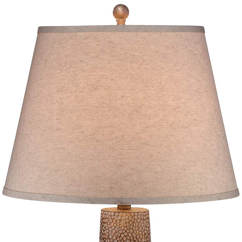 Image 4 Bentley Brown Leaf Hammered Pot Table Lamp with Table Top Dimmer more views