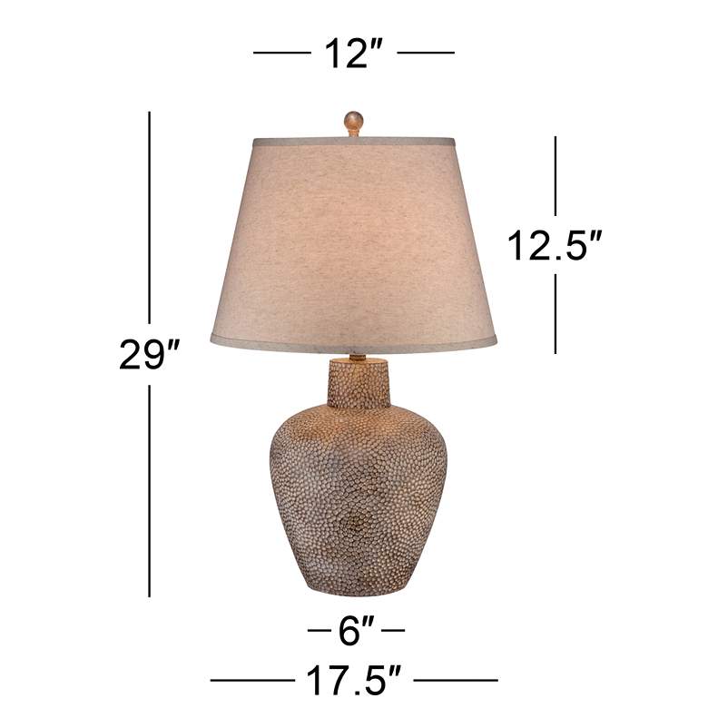 Image 6 Bentley Brown Leaf Hammered Pot Table Lamp with Table Top Dimmer more views