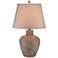 Bentley Brown Leaf Hammered Pot Table Lamp With USB Dimmer