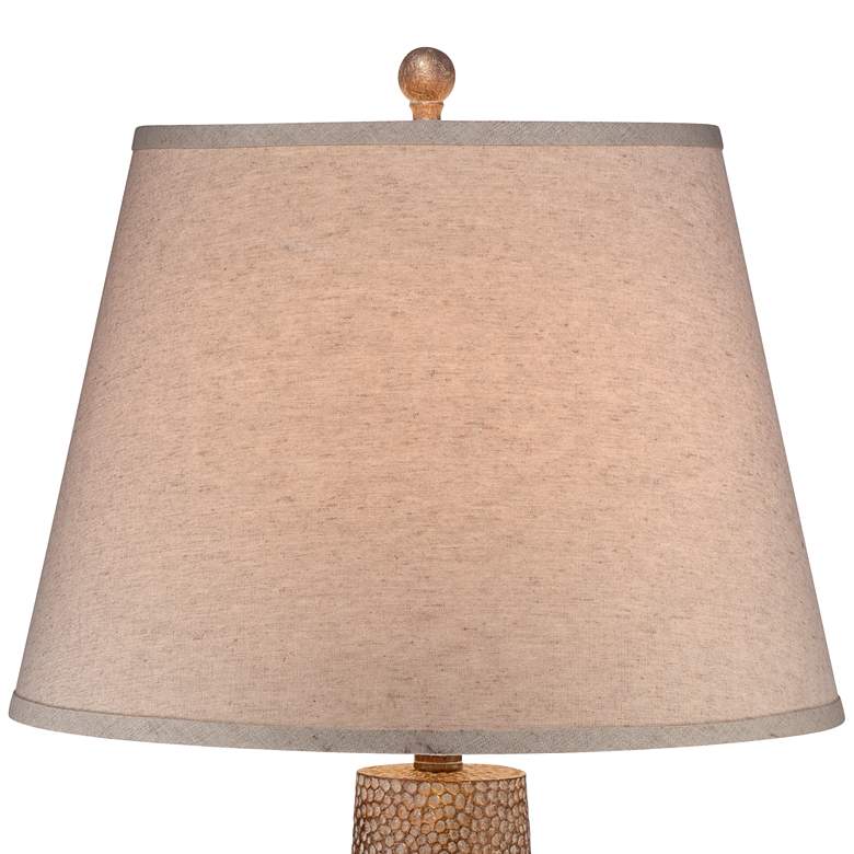 Image 4 Bentley Brown Leaf Hammered Pot Table Lamp With USB Dimmer more views