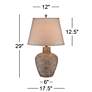 Bentley Brown Leaf Hammered Pot Table Lamp With USB Dimmer