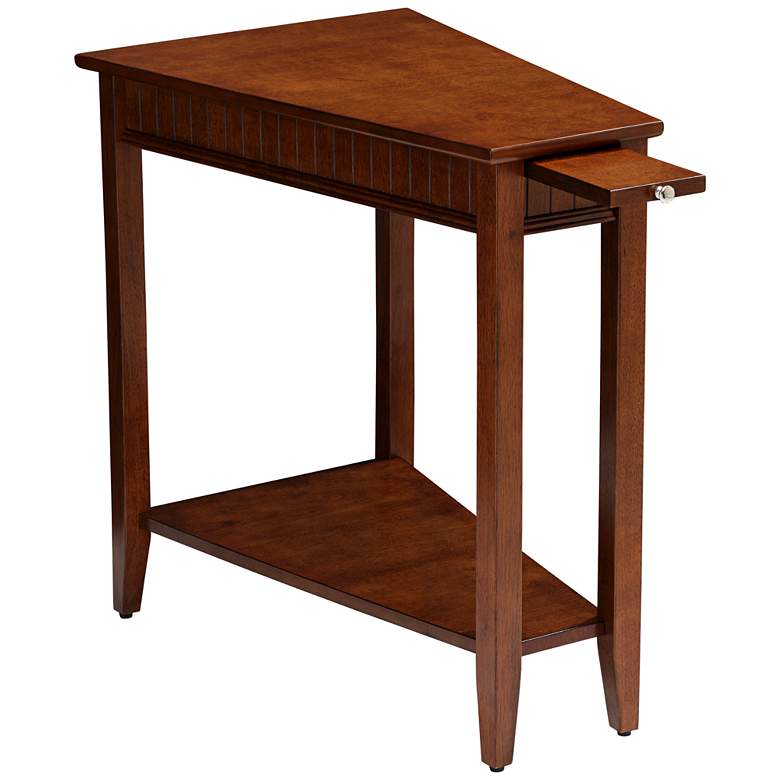 Image 6 Bentley-II 16 inch Wide Cherry Wood Wedge Accent Table more views