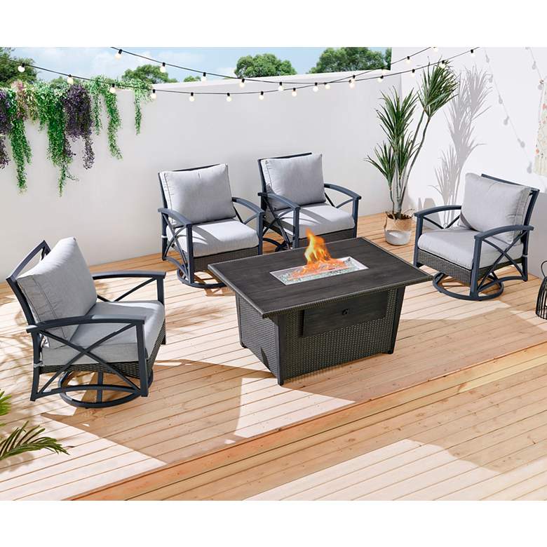 Image 1 Bentley III Gray 5-Piece Patio Fire Pit Conversation Set