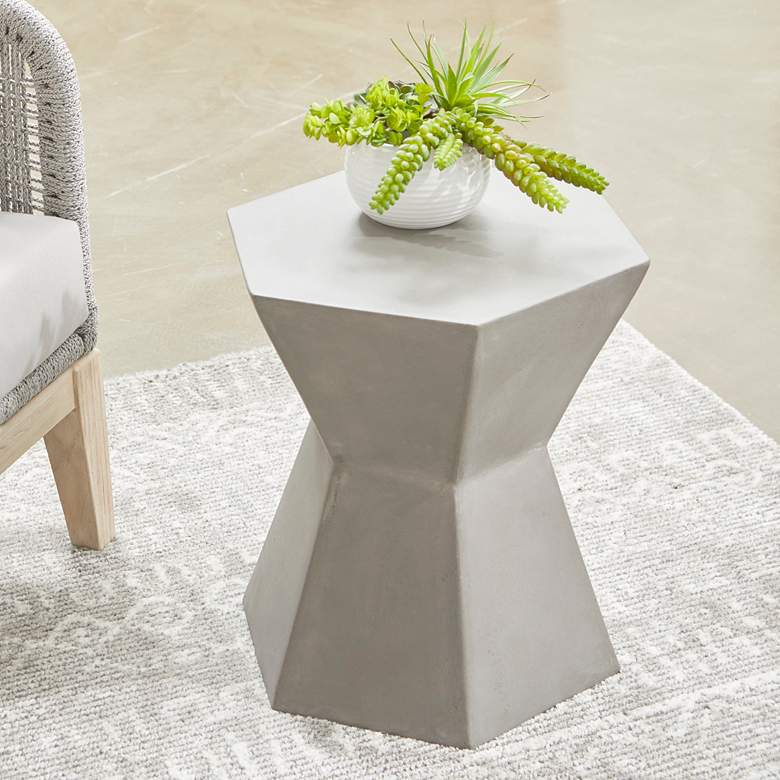 Image 1 Bento 17 1/2 inch Wide Slate Gray Concrete Hexagon Accent Table