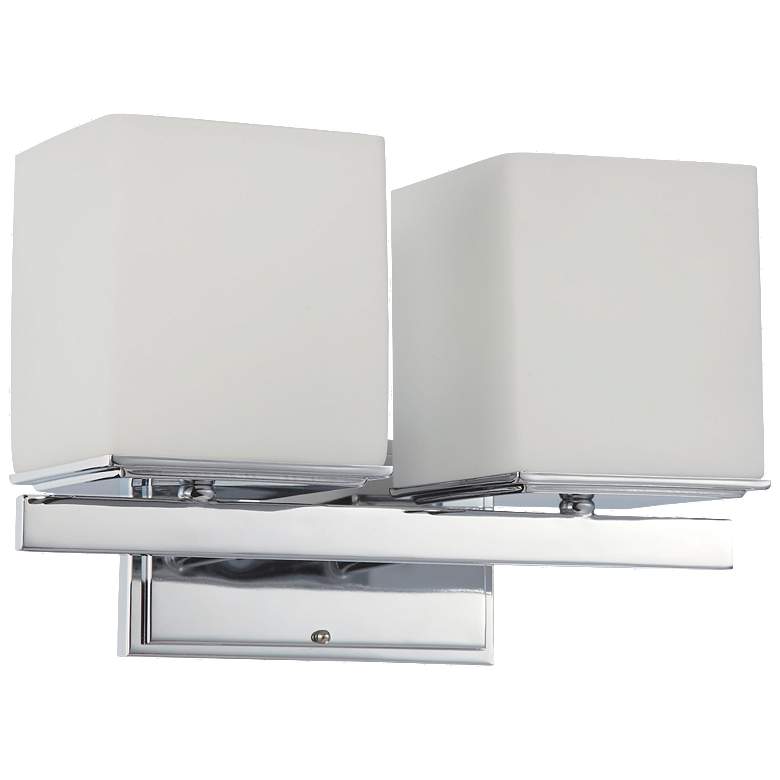 Image 1 Bento; 2 Light; Vanity Fixture with Satin White Glass