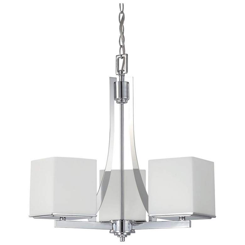 Image 1 Bento 20 1/4" Wide Polished Chrome 3-Light Chandelier