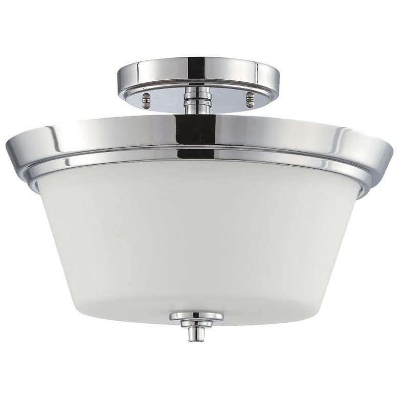 Image 1 Bento; 3 Light; Semi-Flush Fixture with Satin White Glass