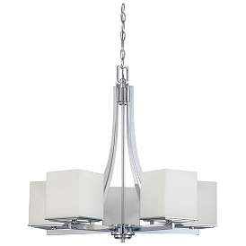 Image1 of Bento; 5 Light; Chandelier with Satin White Glass