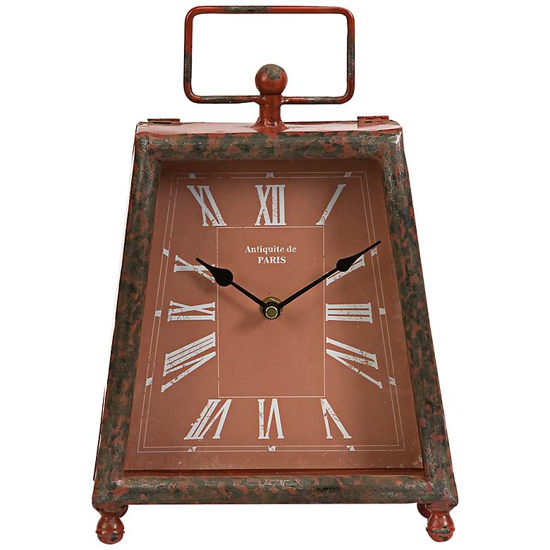 Image 1 Benton Retro Brick Red Wrought Iron Clock