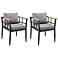 Beowulf Set of 2 Outdoor Patio Dining Chair in Aluminum and Teak