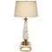 Berach Mother of Pearl Brass Glass Table Lamp With Brass Round Riser