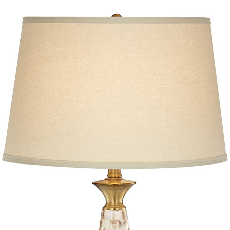 Image 3 Berach Mother of Pearl Brass Glass Table Lamp With Brass Round Riser more views