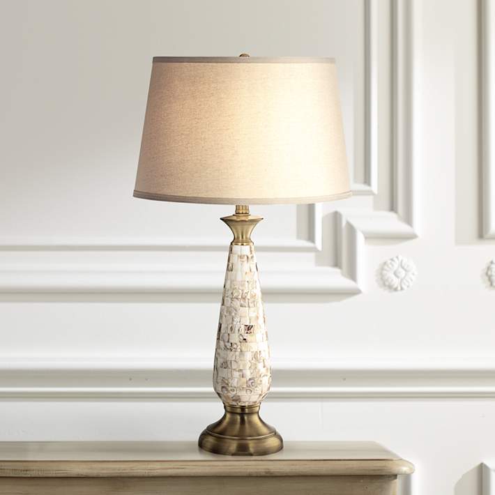Waarschijnlijk Geleidbaarheid Golven Berach Mother of Pearl Traditional Coastal Table Lamp - #7M077 | Lamps Plus