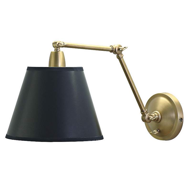 Image 1 Beragamo Black Shade Plug-In Style Swing Arm Wall Lamp
