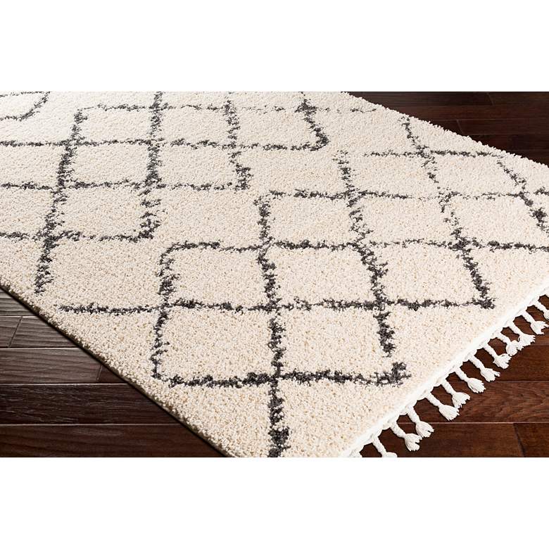 Image 3 Berber Shag BBE-2300 5'3"x7'3" Charcoal and Beige Rug more views
