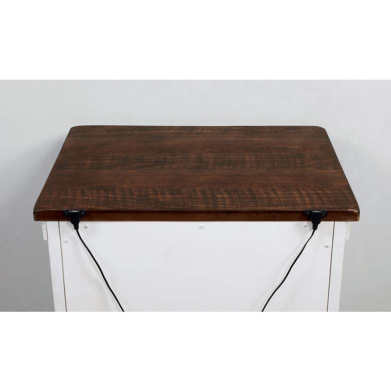 Image 6 Berene 24"W White Walnut 2-Drawer Nightstand with USB Port more views