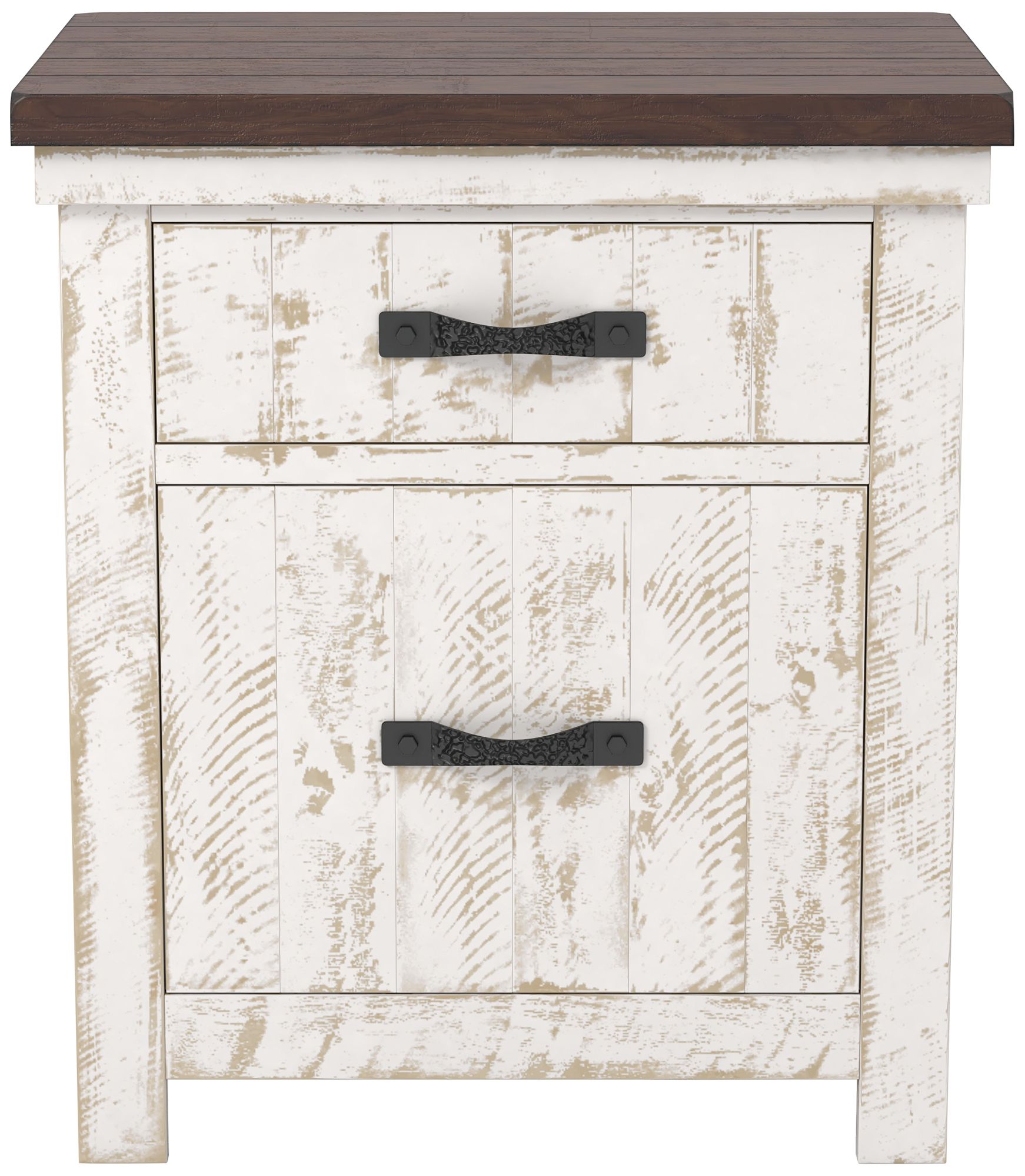 Berene 24"W White Walnut 2-Drawer Nightstand with USB Port in scene