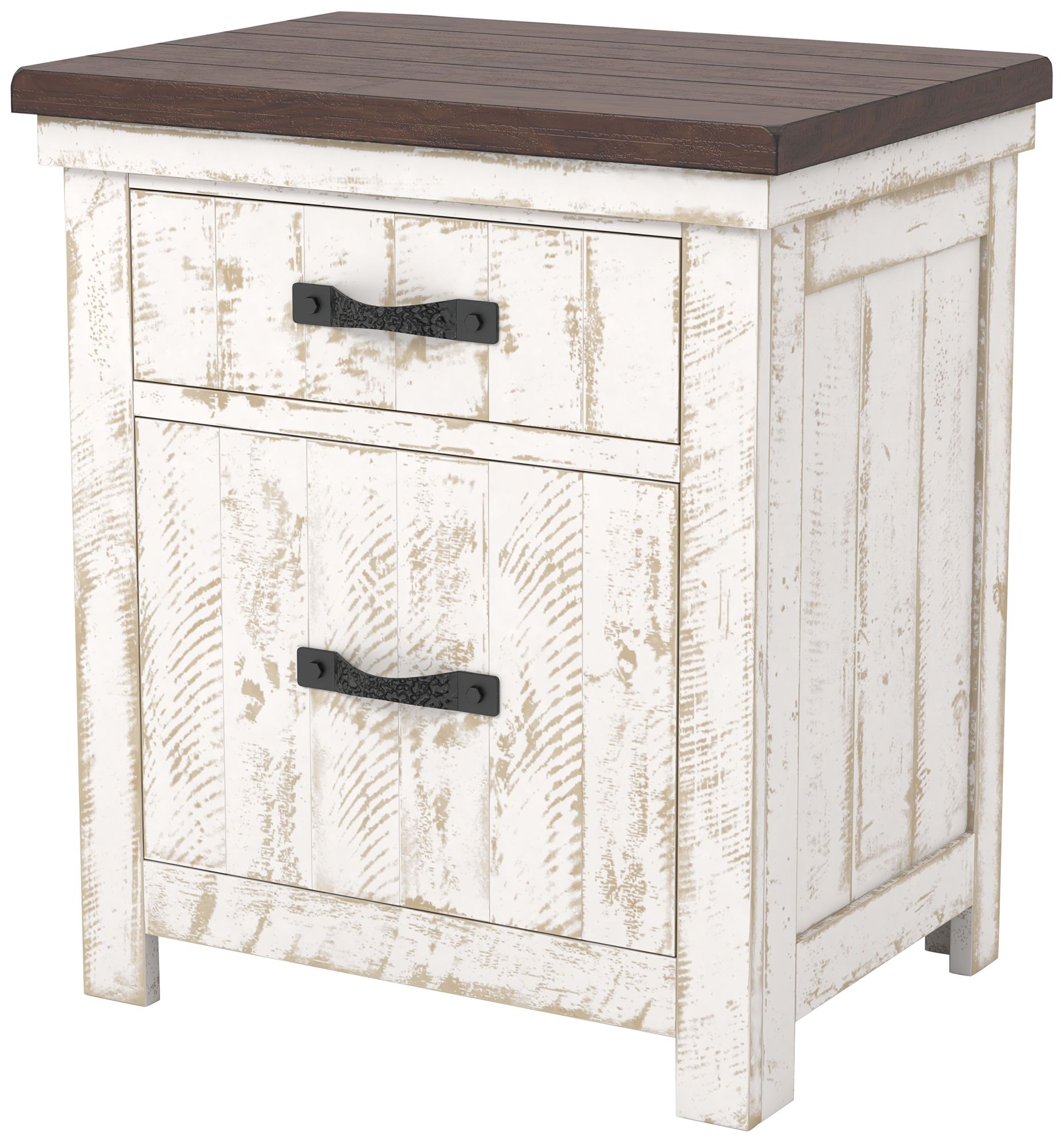 Berene 24"W White Walnut 2-Drawer Nightstand with USB Port in scene