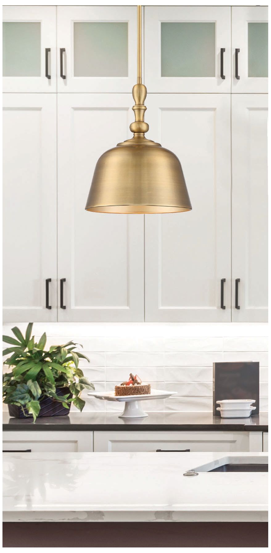 Berg 1-Light Pendant in Warm Brass in scene