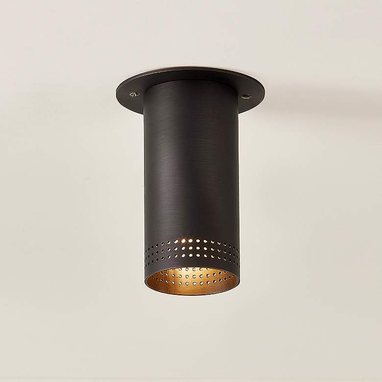 Image 1 Berg 4 3/4" Wide Bronze Cylinder Ceiling Light