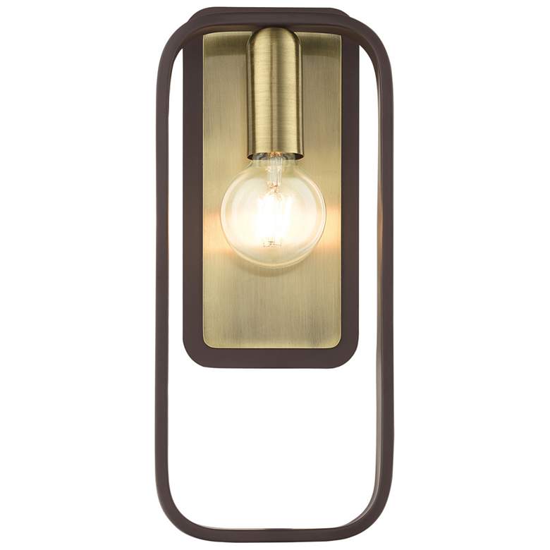 Image 1 Bergamo 1 Light Bronze ADA Single Sconce with Antique Brass Accents
