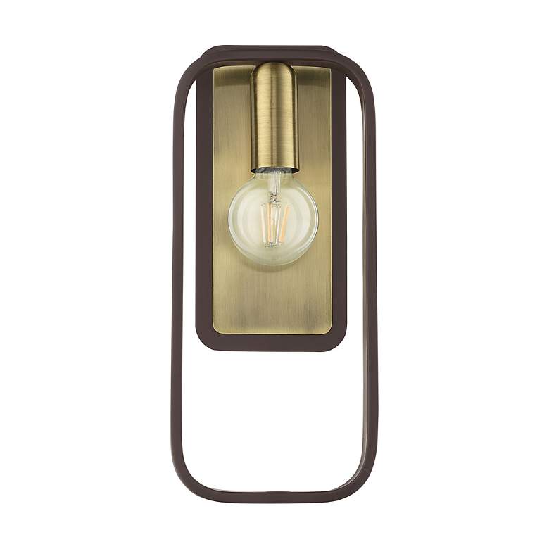 Image 3 Bergamo 1 Light Bronze ADA Single Sconce with Antique Brass Accents more views