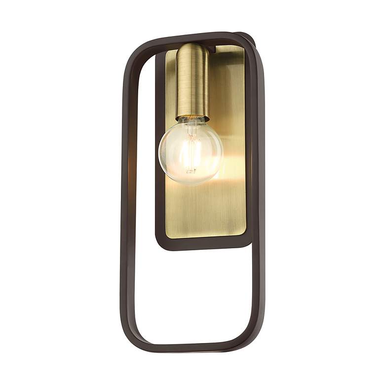 Image 4 Bergamo 1 Light Bronze ADA Single Sconce with Antique Brass Accents more views