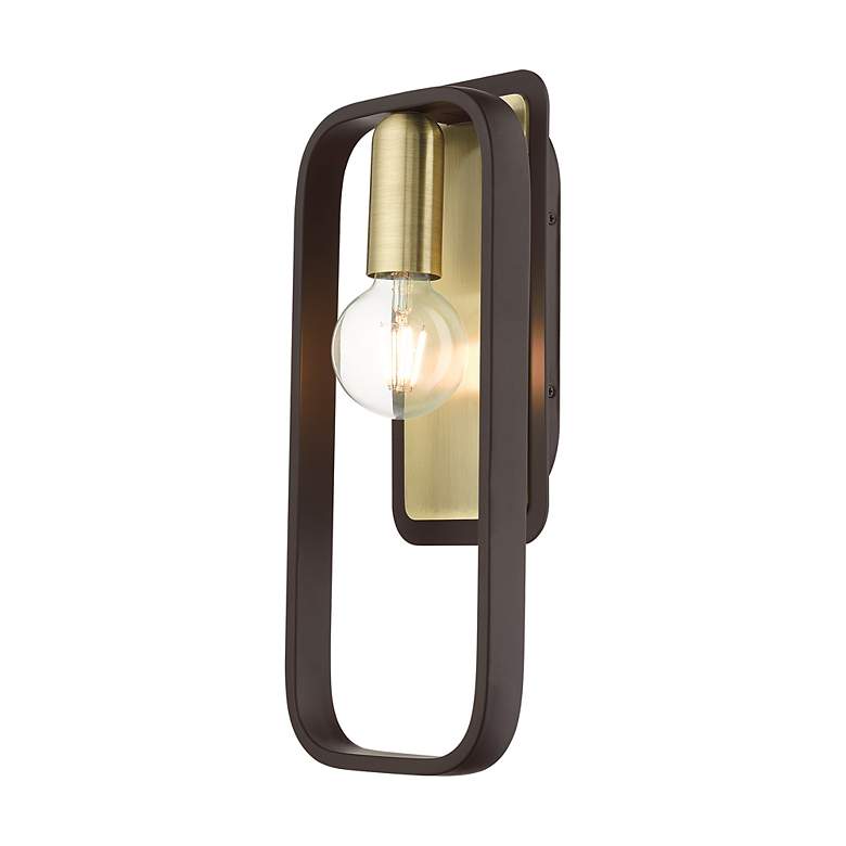 Image 5 Bergamo 1 Light Bronze ADA Single Sconce with Antique Brass Accents more views