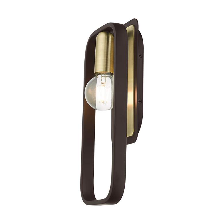 Image 6 Bergamo 1 Light Bronze ADA Single Sconce with Antique Brass Accents more views