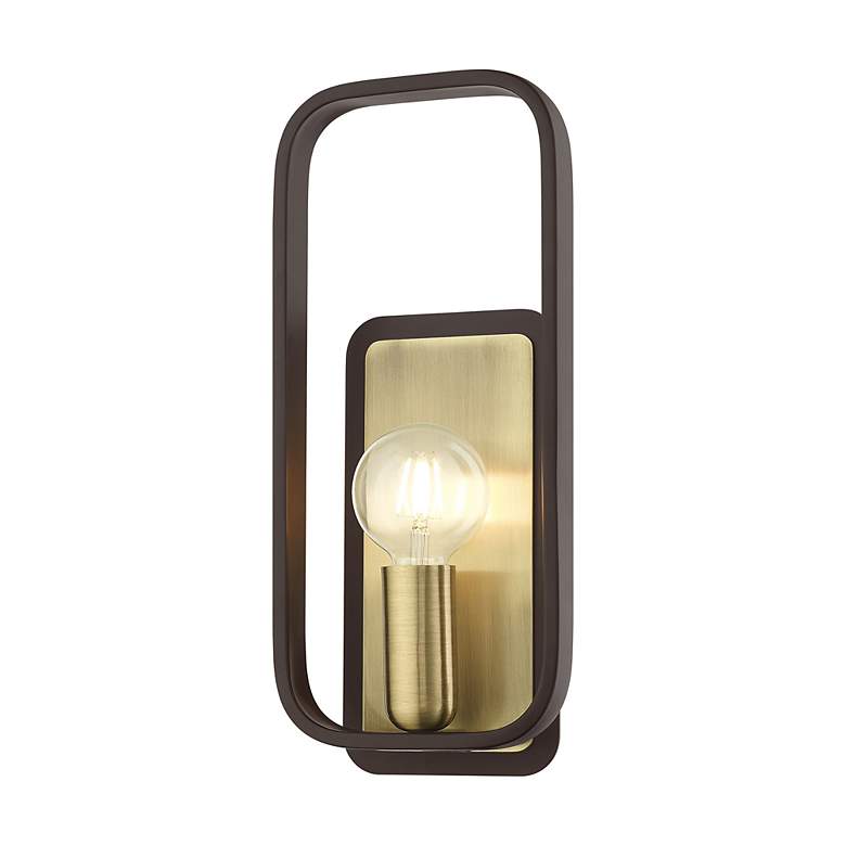 Image 7 Bergamo 1 Light Bronze ADA Single Sconce with Antique Brass Accents more views