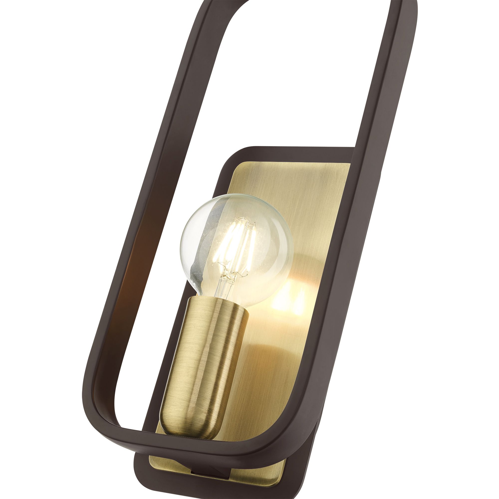 Bergamo 1 Light Bronze ADA Single Sconce with Antique Brass Accents