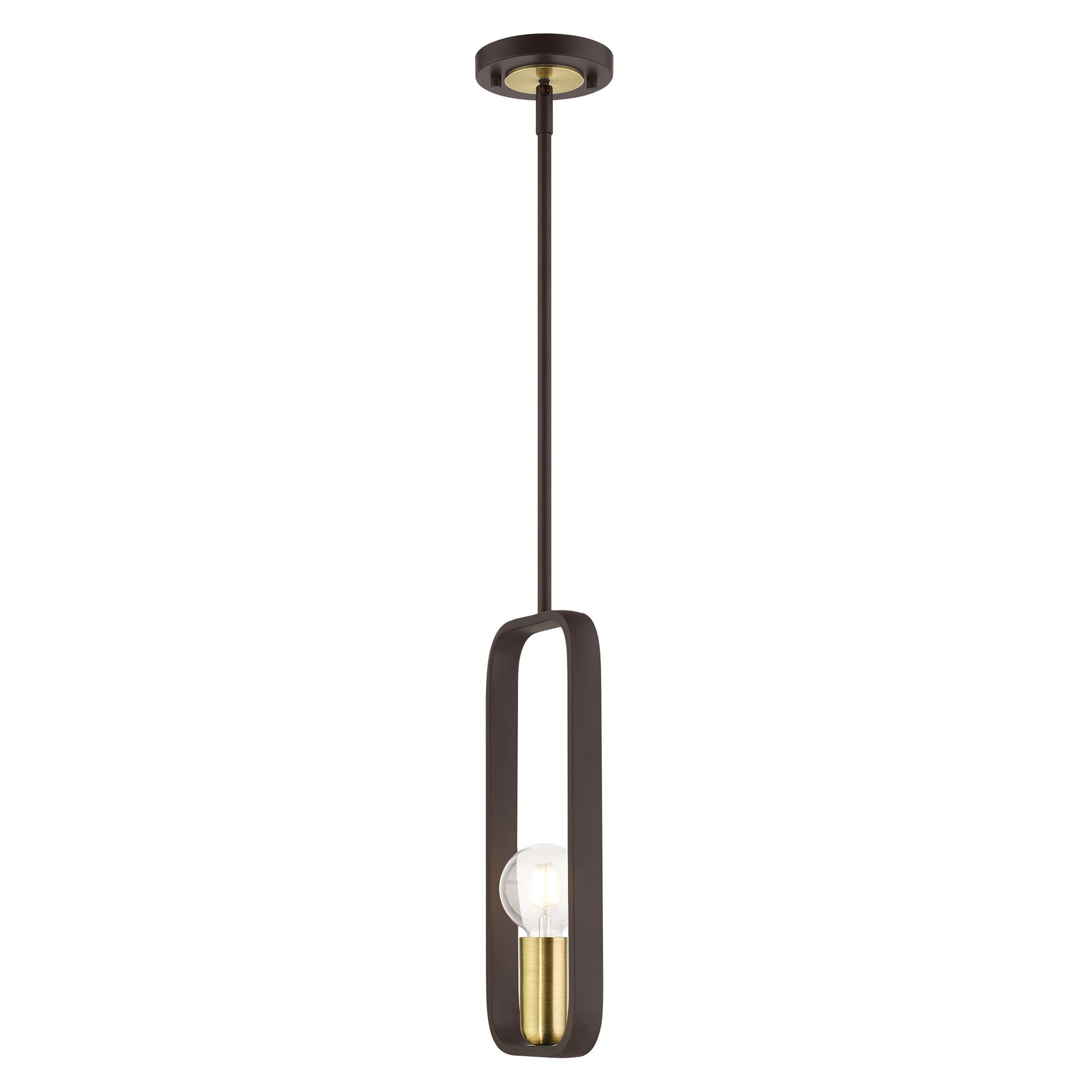 Image 6 Bergamo 1 Light Bronze Pendant with Antique Brass Accents more views