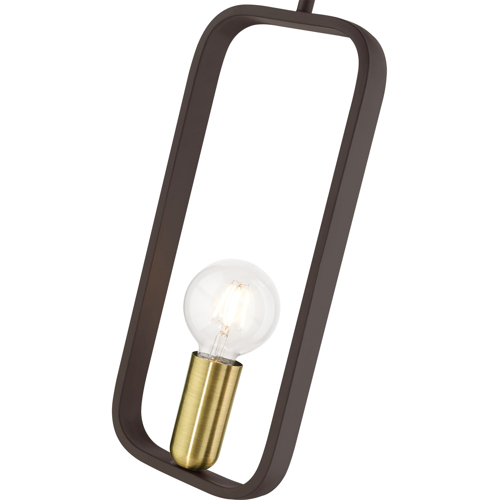 Bergamo 1 Light Bronze Pendant with Antique Brass Accents