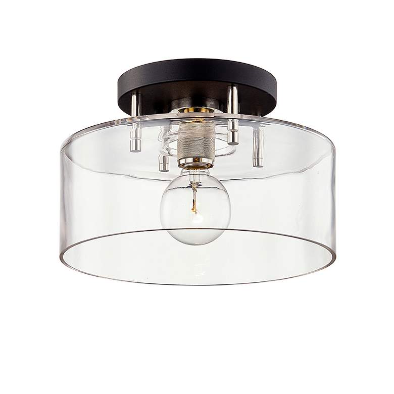 Image 1 Bergamot Station 12 1/2 inch Wide Black and Nickel Ceiling Light