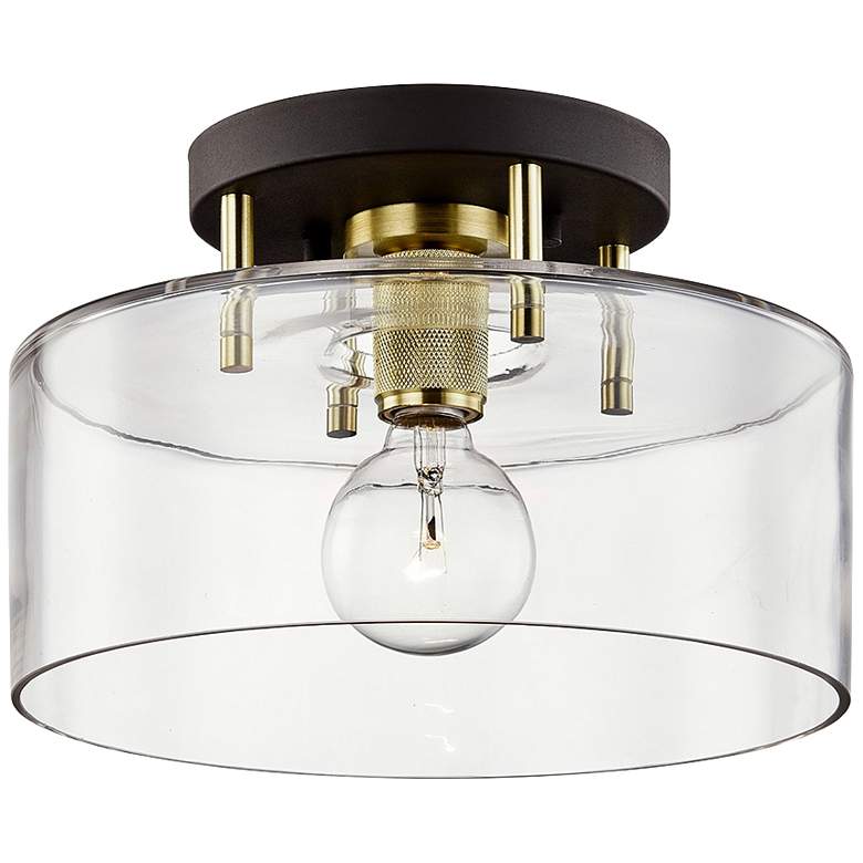 Image 1 Bergamot Station 12 1/2 inch Wide Bronze and Brass Ceiling Light