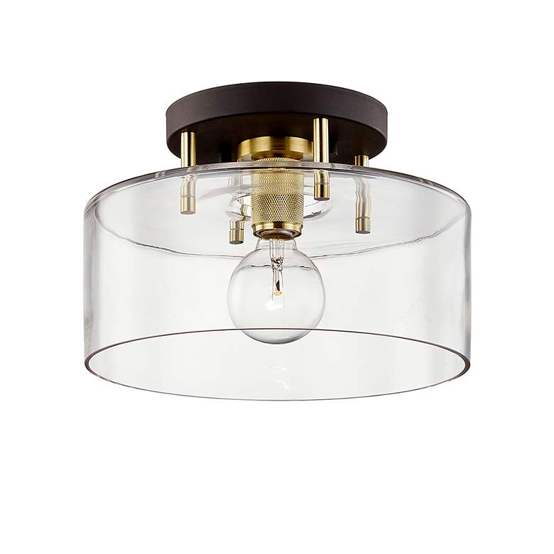 Image 1 Bergamot Station 12 1/2" Wide Bronze and Brass Ceiling Light