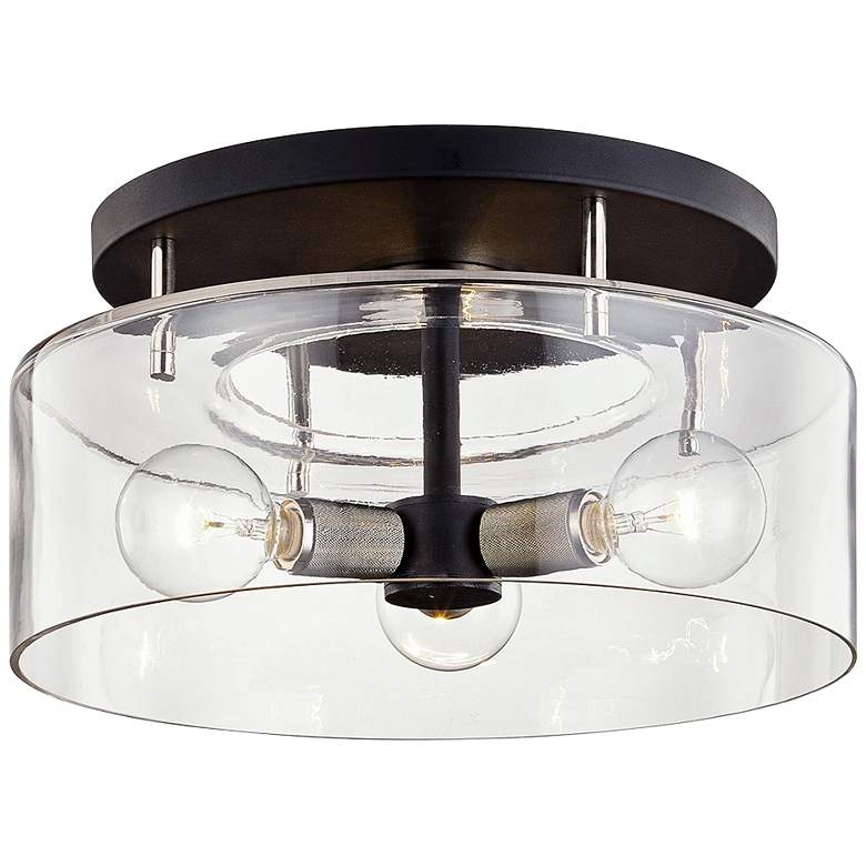 Image 1 Bergamot Station 17" Wide Black 3-Light Ceiling Light