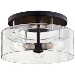 Bergamot Station 17" Wide Black 3-Light Ceiling Light