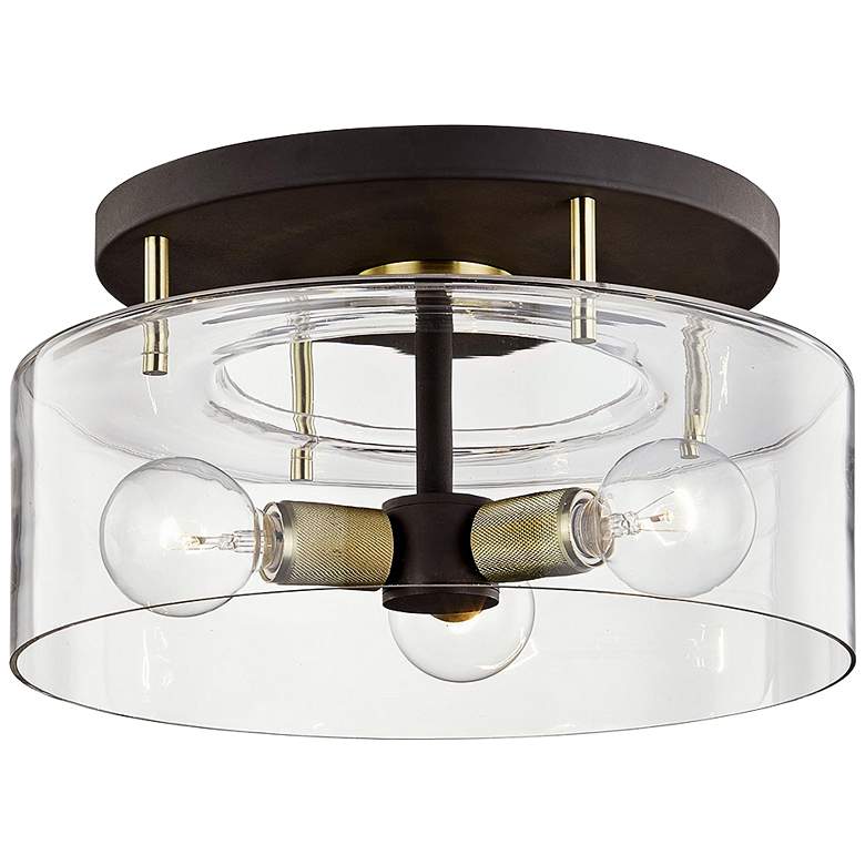 Image 1 Bergamot Station 17" Wide Bronze 3-Light Ceiling Light