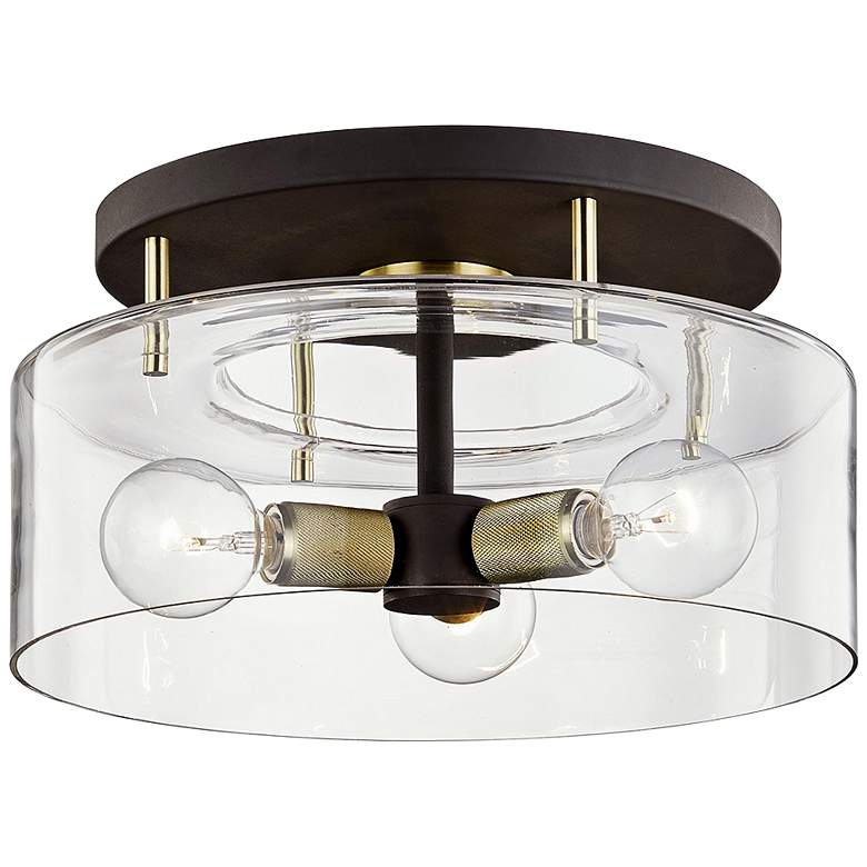 Image 1 Bergamot Station 17 inch Wide Bronze 3-Light Ceiling Light