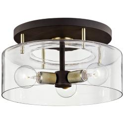 Bergamot Station 17" Wide Bronze 3-Light Ceiling Light